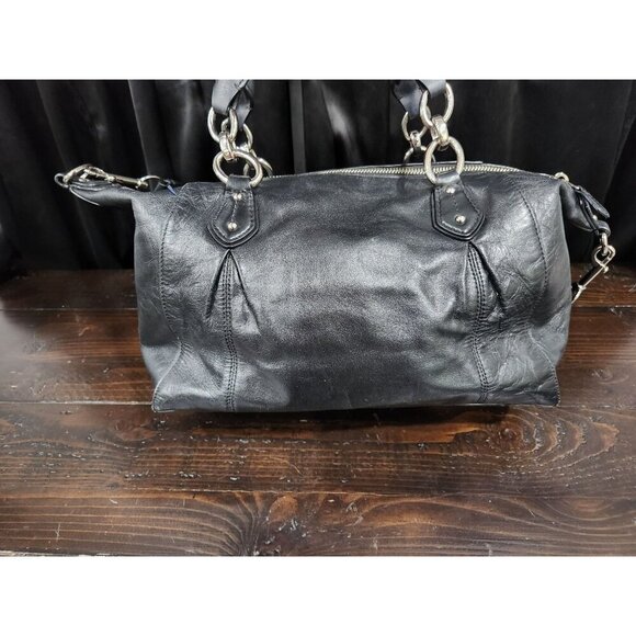AUTHENTIC Coach F33806 Colette Smooth Black Leather Satchel Purse-EUC - Picture 5 of 13